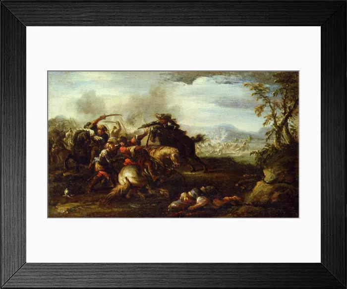 Framed Print : A Battle Scene, 17th century. Creator: Jacques Courtois Framed Print : A Battle Scene, 17th century. Creator: Jacques Courtois