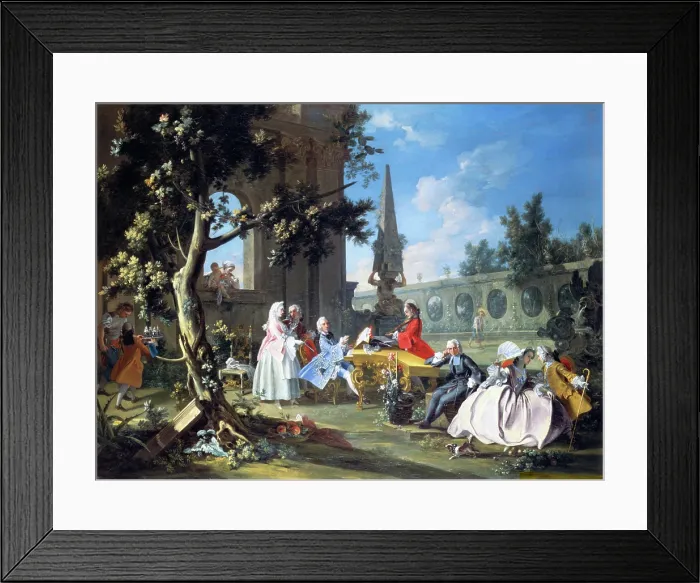 Framed Print : Concert in a Garden, c1750. Creator: Filippo Falciatore Framed Print : Concert in a Garden, c1750. Creator: Filippo Falciatore
