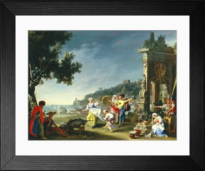 Framed Print : Tarantella at Mergellina, c1750. Creator: Filippo Falciatore Framed Print : Tarantella at Mergellina, c1750. Creator: Filippo Falciatore
