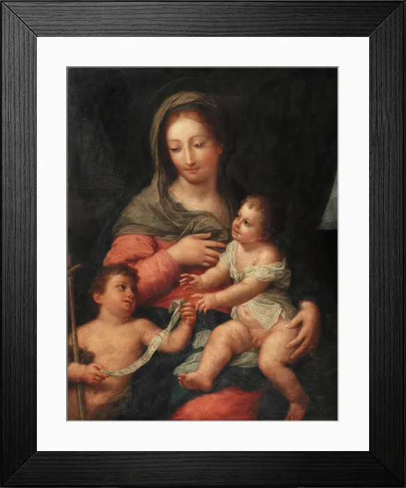 Framed Print : Madonna and Child with the Young Saint John the Baptist, probably late 18th century. Creator: Manner of Carlo Maratta (1625-1713) Framed Print : Madonna and Child with the Young Saint John the Baptist, probably late 18th century. Creator: Manner of Carlo Maratta (1625-1713)