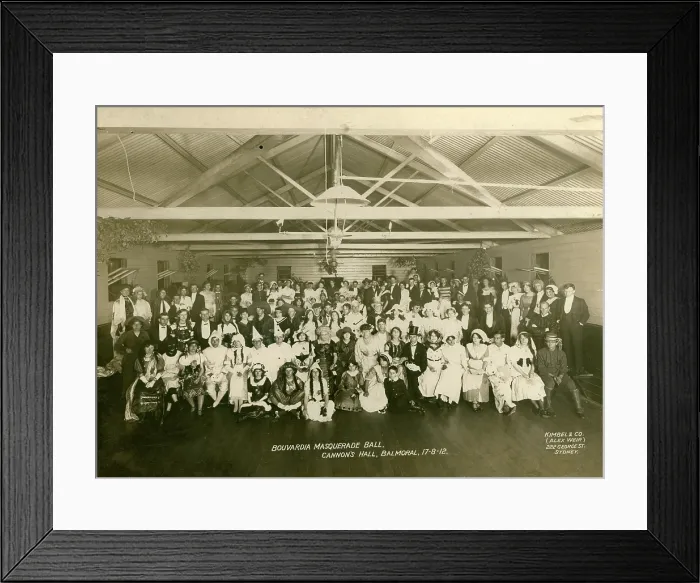 Framed Print : Bouvardia Masquerade Ball, Cannon's Hall, Mosman, 1912. Creator: Unknown. Bouvardia Masquerade Ball, Cannon's Hall, Mosman, 1912. Creator: Unknown Framed Print : Bouvardia Masquerade Ball, Cannon's Hall, Mosman, 1912. Creator: Unknown. Bouvardia Masquerade Ball, Cannon's Hall, Mosman, 1912. Creator: Unknown