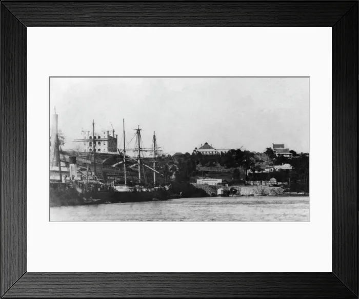 Framed Print : Ships moored at Circular Quay in the Brisbane River, 1884. Creator: Unknown Framed Print : Ships moored at Circular Quay in the Brisbane River, 1884. Creator: Unknown