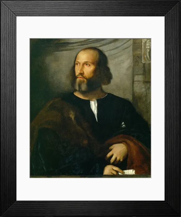 Framed Print : Portrait of a Bearded Man, c1515. Creator: Titian's School. Portrait of a Bearded Man, c1515. Creator: Titian's School