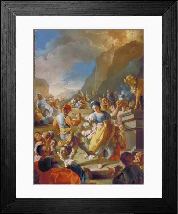 Framed Print : The Israelites Worshiping The Golden Calf, c1758. Creator: Lorenzo de Caro Framed Print : The Israelites Worshiping The Golden Calf, c1758. Creator: Lorenzo de Caro