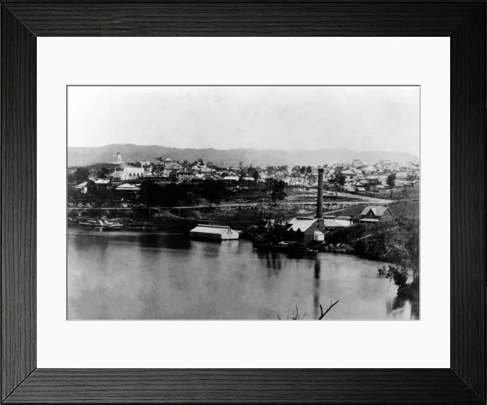 Framed Print : Brisbane Gas Works near Petrie Bight, Brisbane, c1868. Creator: Unknown Framed Print : Brisbane Gas Works near Petrie Bight, Brisbane, c1868. Creator: Unknown