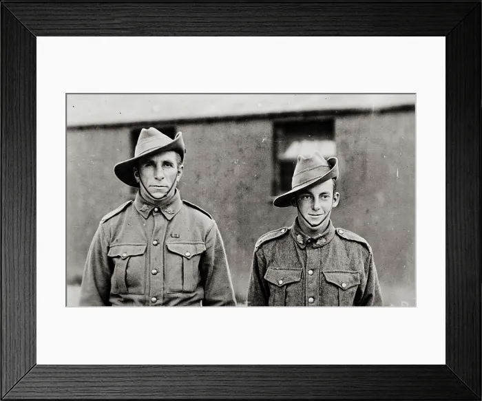 Framed Print : Bernard Laurence Barney Nugent and Robert Bob Waugh, Christmas 1917 Framed Print : Bernard Laurence Barney Nugent and Robert Bob Waugh, Christmas 1917