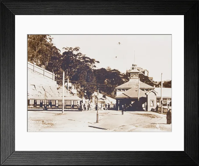 Framed Print : Mosman tram terminus at Mosman Bay, 1907. Creator: Unknown Framed Print : Mosman tram terminus at Mosman Bay, 1907. Creator: Unknown