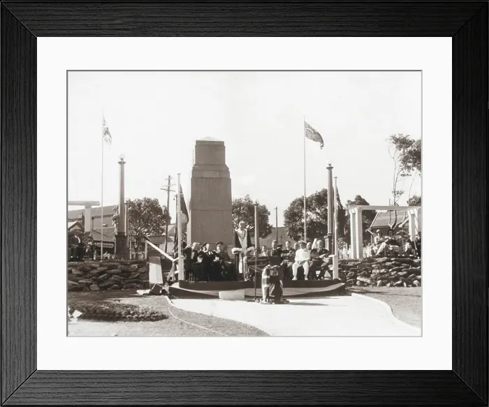 Framed Print : Opening ceremony, Garden of Remembrance, Mosman Park, 1952. Creator: Unknown Framed Print : Opening ceremony, Garden of Remembrance, Mosman Park, 1952. Creator: Unknown