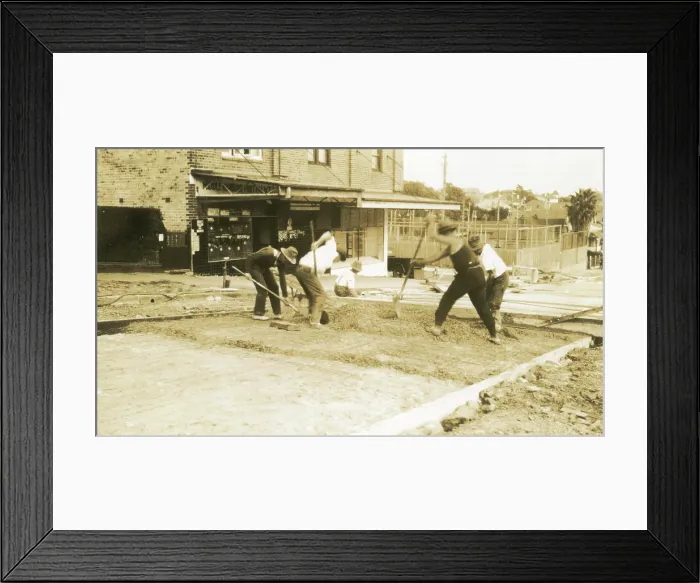 Framed Print : Road construction on Ourimbah Road, Mosman, 1930s. Creator: Unknown Framed Print : Road construction on Ourimbah Road, Mosman, 1930s. Creator: Unknown