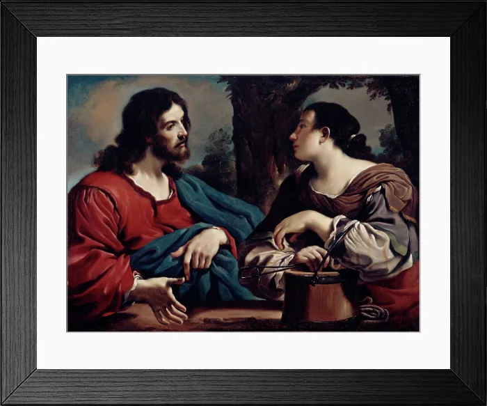 Framed Print : Christ and the Woman of Samaria, c1620. Creator: Workshop of Guercino Framed Print : Christ and the Woman of Samaria, c1620. Creator: Workshop of Guercino