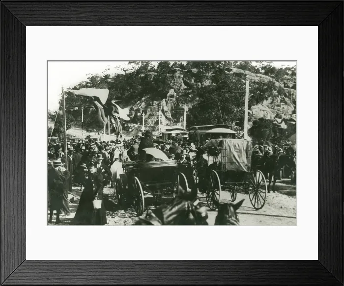 Framed Print : Opening of the tram service to The Spit, 1900. Creator: Unknown Framed Print : Opening of the tram service to The Spit, 1900. Creator: Unknown
