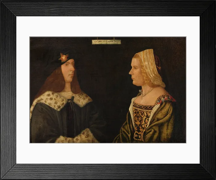 Framed Print : Double Portrait of a Young Man and Young Woman, c1520. Creator: Giovanni Paolo d Agostino. Double Portrait of a Young Man and Young Woman, c1520 Framed Print : Double Portrait of a Young Man and Young Woman, c1520. Creator: Giovanni Paolo d Agostino. Double Portrait of a Young Man and Young Woman, c1520