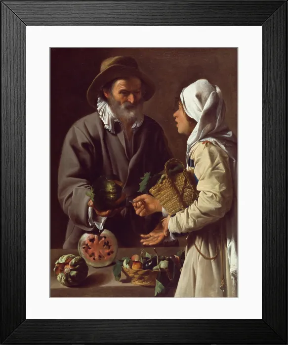 Framed Print : The Fruit Vendor, c.between 1615 and 1620. Creator: Pensionante del Saraceni Framed Print : The Fruit Vendor, c.between 1615 and 1620. Creator: Pensionante del Saraceni