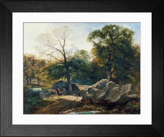Framed Print : Rest by the Way, early or mid-19th century. Creator: Thomas Creswick Framed Print : Rest by the Way, early or mid-19th century. Creator: Thomas Creswick