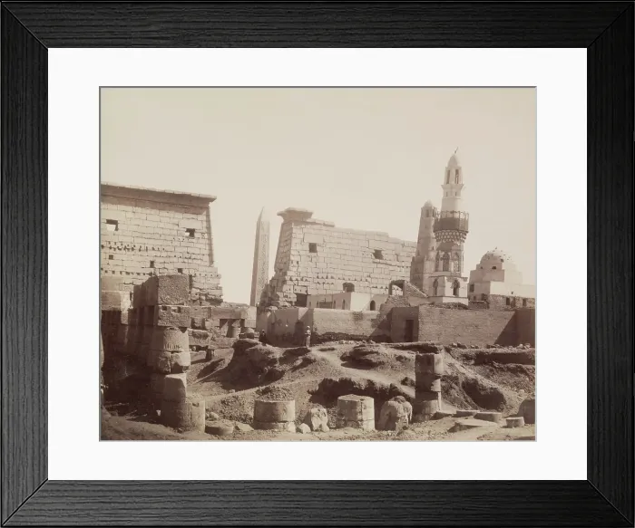 Framed Print : Inside First Court with Mosque of Abu Haggag, Temple of Luxor, Looking North. 19th century. Creator: Anon Framed Print : Inside First Court with Mosque of Abu Haggag, Temple of Luxor, Looking North. 19th century. Creator: Anon
