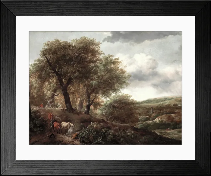 Framed Print : Wooded Hillside with Cattle, c1650 or 1655. Creator: Unknown Framed Print : Wooded Hillside with Cattle, c1650 or 1655. Creator: Unknown