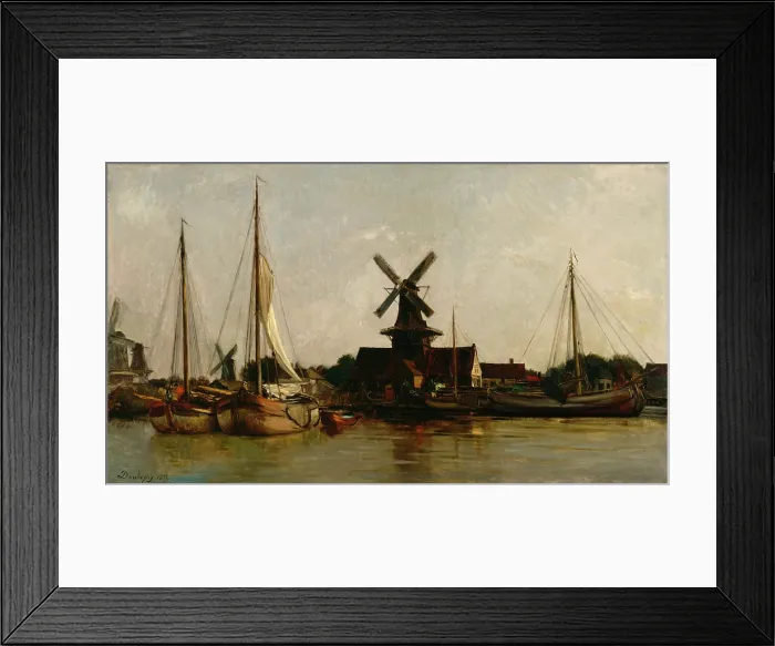 Framed Print : Mills at Dordrecht, 1872. Creator: Charles Francois Daubigny Framed Print : Mills at Dordrecht, 1872. Creator: Charles Francois Daubigny