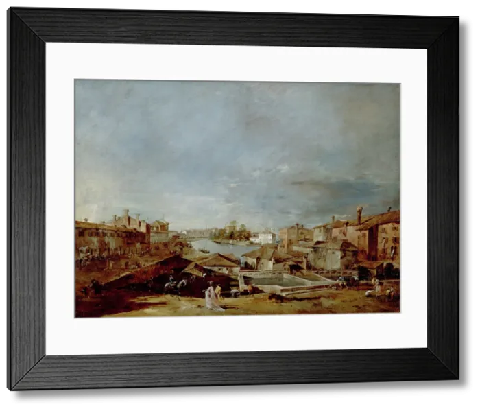 Framed Print : View of Dolo on the Brenta, between 1774 and 1776. Creator: Francesco Guardi Framed Print : View of Dolo on the Brenta, between 1774 and 1776. Creator: Francesco Guardi