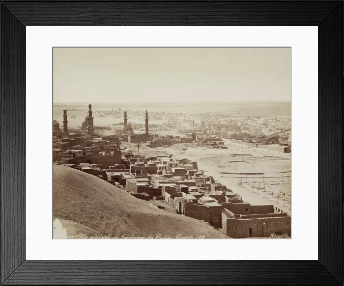 Framed Print : General View of the Tombs of the Mameluks as Seen from the Citadel, Cairo, 19th century. Creator: Maison Bonfils Framed Print : General View of the Tombs of the Mameluks as Seen from the Citadel, Cairo, 19th century. Creator: Maison Bonfils