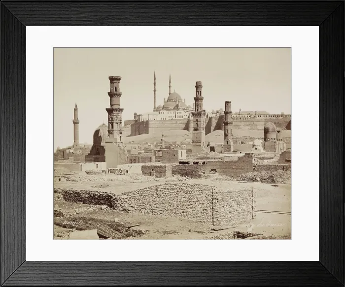 Framed Print : The Citadel and Mosque of Mohammed Ali as Seen from the Tombs of the Mameluks, 19th century. Creator: Maison Bonfils