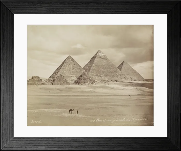 Framed Print : The Pyramids at Giza, 19th century. Creator: Maison Bonfils