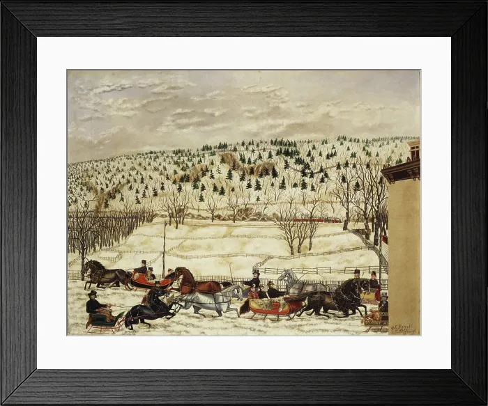 Framed Print : Sleighing Scene, 1873. Creator: Martin Edgar Ferrill Framed Print : Sleighing Scene, 1873. Creator: Martin Edgar Ferrill