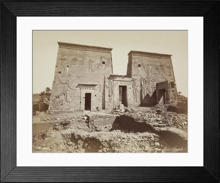 Framed Print : First Pylon of the Temple of Isis at Philae, 19th century. Creator: Maison Bonfils Framed Print : First Pylon of the Temple of Isis at Philae, 19th century. Creator: Maison Bonfils
