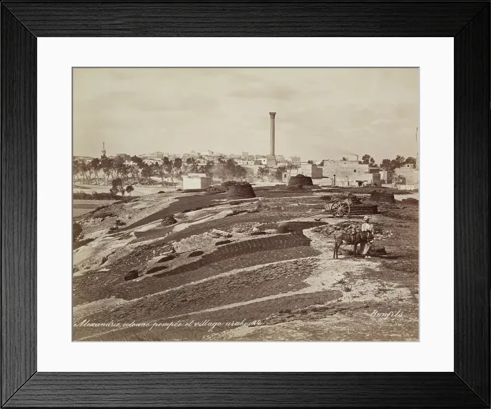 Framed Print : Pompey's Pillar and Arab Village at Alexandria, 19th century. Creator: Maison Bonfils. Pompey's Pillar and Arab Village at Alexandria, 19th century. Creator: Maison Bonfils Framed Print : Pompey's Pillar and Arab Village at Alexandria, 19th century. Creator: Maison Bonfils. Pompey's Pillar and Arab Village at Alexandria, 19th century. Creator: Maison Bonfils