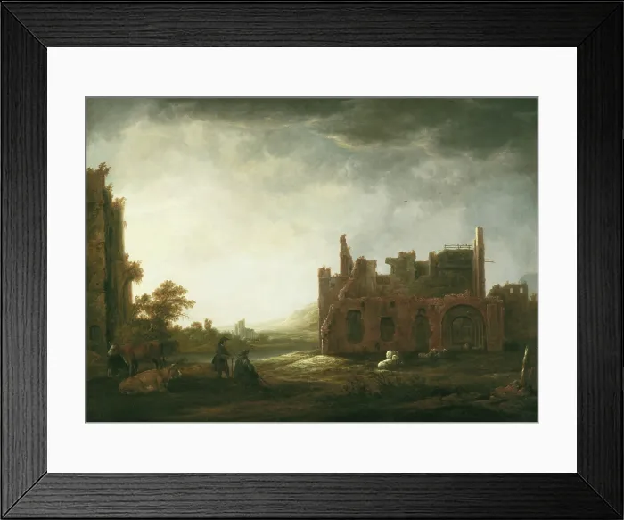 Framed Print : Landscape with the Ruins of Rijnsburg Abbey, c1645. Creator: Aelbert Cuyp Framed Print : Landscape with the Ruins of Rijnsburg Abbey, c1645. Creator: Aelbert Cuyp