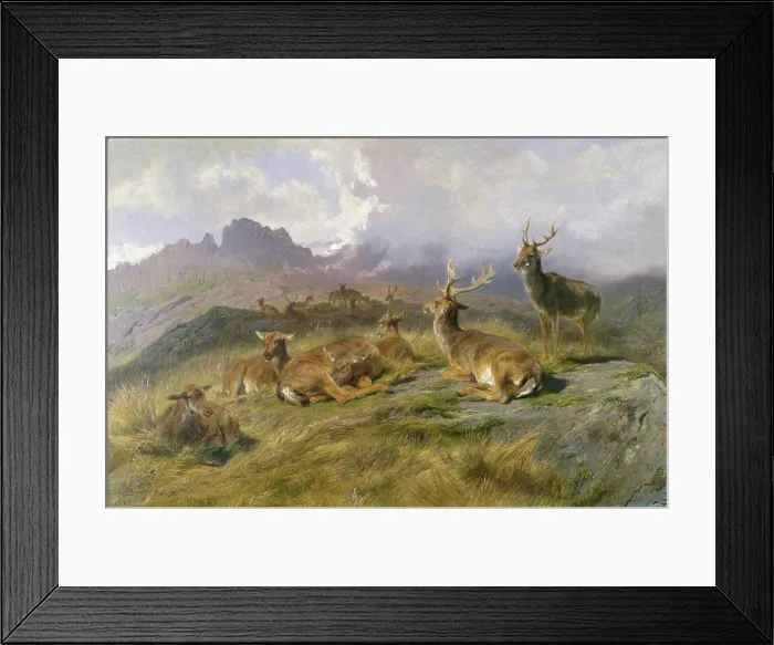 Framed Print : Landscape with Deer, 1887. Creator: Rosa Bonheur Framed Print : Landscape with Deer, 1887. Creator: Rosa Bonheur