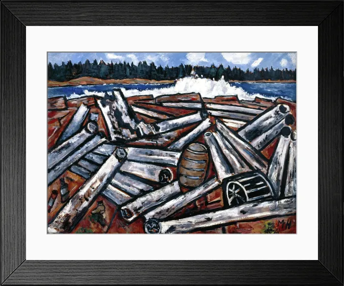 Framed Print : Log Jam, Penobscot Bay, 1940-1941. Creator: Marsden Hartley