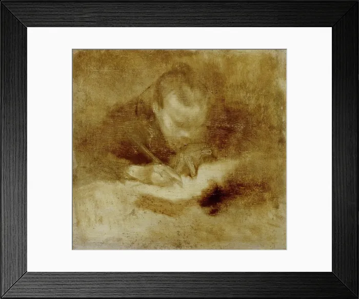 Framed Print : Man Writing, c1880s. Creator: Eugene Carriere Framed Print : Man Writing, c1880s. Creator: Eugene Carriere
