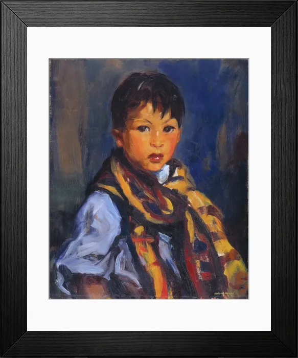 Framed Print : Boy with Plaid Scarf, 1916. Creator: Robert Henri Framed Print : Boy with Plaid Scarf, 1916. Creator: Robert Henri