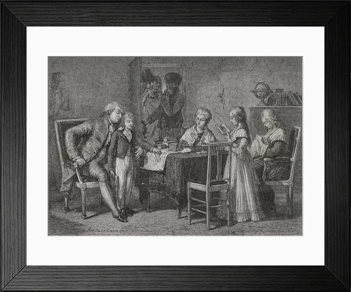 Framed Print : Occupations of the royal family in the Temple prison, 1876. Creators: Hippolyte de la Charlerie, Jonnard Framed Print : Occupations of the royal family in the Temple prison, 1876. Creators: Hippolyte de la Charlerie, Jonnard