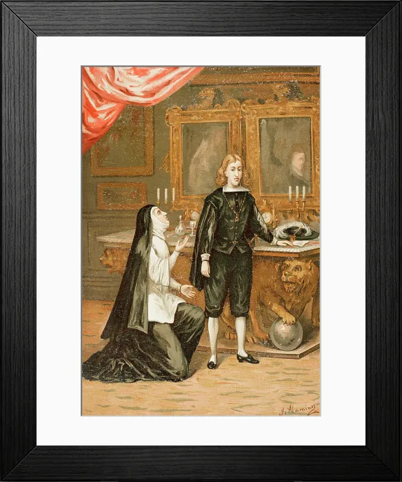 Framed Print : Mariana of Austria and Charles II, 1890. Creator: Juan Alaminos Framed Print : Mariana of Austria and Charles II, 1890. Creator: Juan Alaminos
