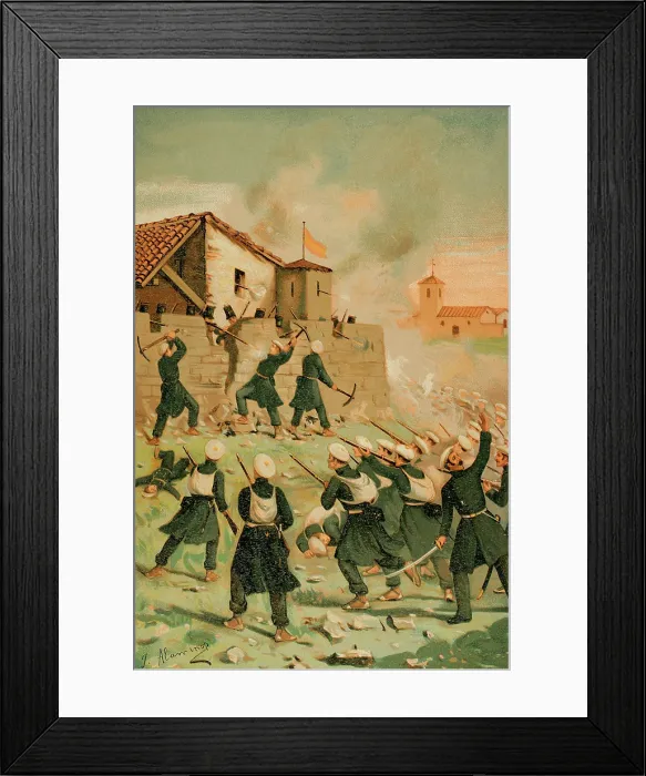 Framed Print : First Carlist War, (1833-1840): Taking of Beceite by Carlist troops in August 1834 (1890). Creator: Juan Alaminos Framed Print : First Carlist War, (1833-1840): Taking of Beceite by Carlist troops in August 1834 (1890). Creator: Juan Alaminos