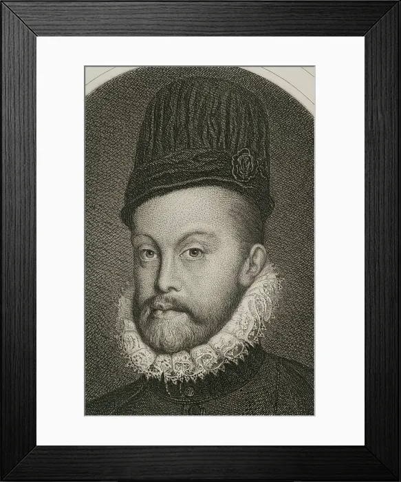 Framed Print : Philip II, (1527-1598), King of Spain (1556-1598), 1879. Detail. Creators: Magin Pujadas, Alphonse Charles Masson Framed Print : Philip II, (1527-1598), King of Spain (1556-1598), 1879. Detail. Creators: Magin Pujadas, Alphonse Charles Masson