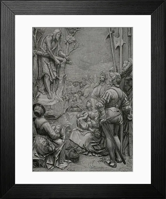 Framed Print : St John the Baptist preaching in the desert, 1877. Creator: Jules Jean Marie Joseph Huyot Framed Print : St John the Baptist preaching in the desert, 1877. Creator: Jules Jean Marie Joseph Huyot