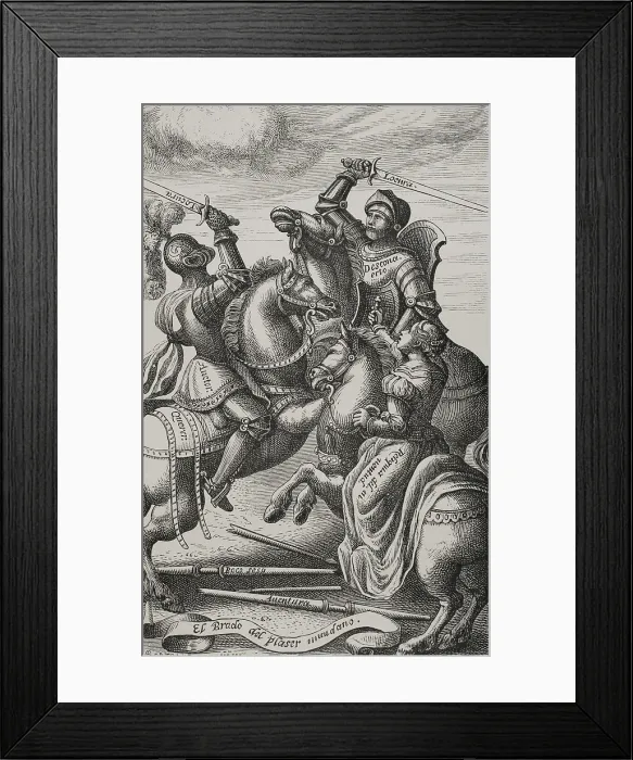 Framed Print : The chivalry represented by allegorical characters, 1553, (1877). Creator: Jules Jean Marie Joseph Huyot Framed Print : The chivalry represented by allegorical characters, 1553, (1877). Creator: Jules Jean Marie Joseph Huyot