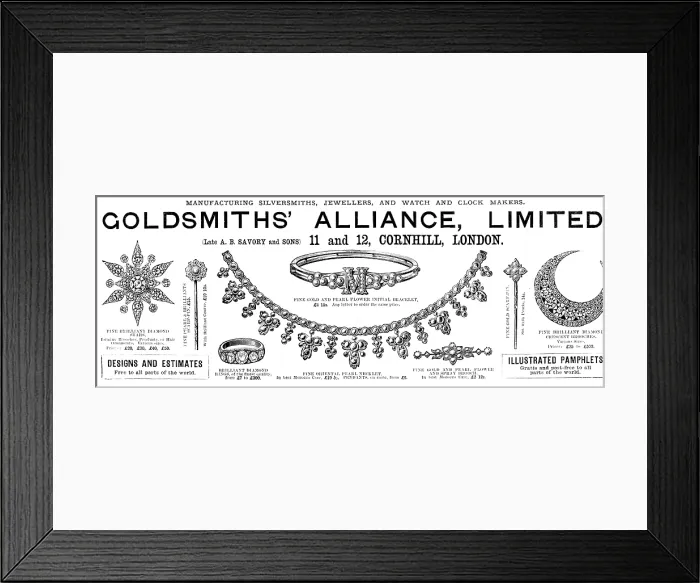 Framed Print : Advertisement for Goldsmiths Alliance, Limited, 1890. Creator: Unknown Framed Print : Advertisement for Goldsmiths Alliance, Limited, 1890. Creator: Unknown