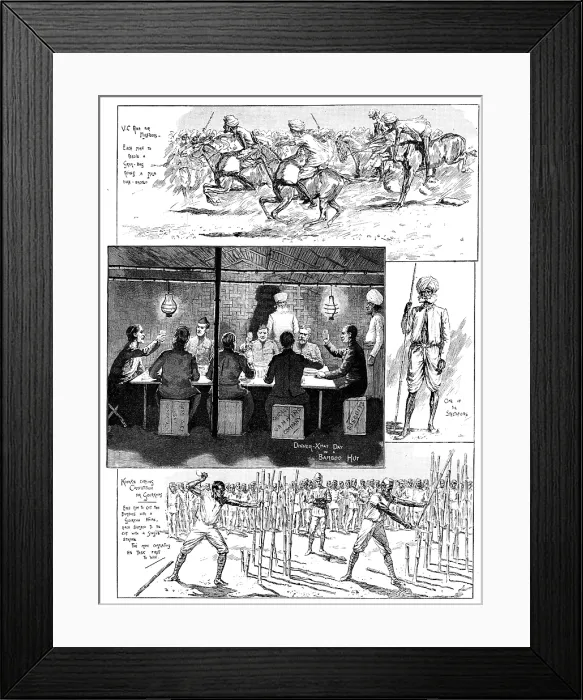Framed Print : Christmas with the Lushai Expedition - sketches by Lieutenant H. W. E. Cole, 2nd Goorkhas, 1890. Creator: Unknown Framed Print : Christmas with the Lushai Expedition - sketches by Lieutenant H. W. E. Cole, 2nd Goorkhas, 1890. Creator: Unknown