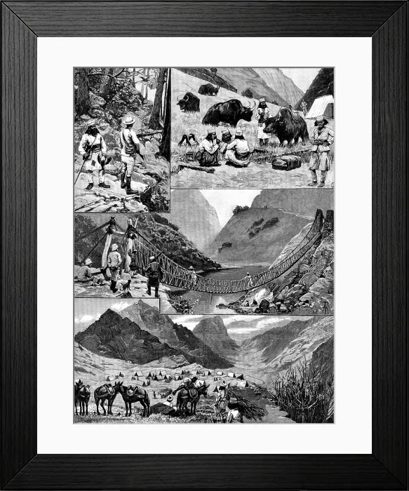 Framed Print : The Niti Field Force on the Thibet Frontier - sketches by Major C. Pulley, 3rd Goorkhas, 1890. Creator: Unknown Framed Print : The Niti Field Force on the Thibet Frontier - sketches by Major C. Pulley, 3rd Goorkhas, 1890. Creator: Unknown