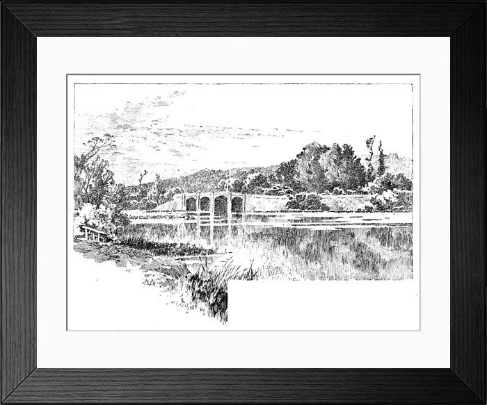 Framed Print : Belvoir Castle: the bridge between the two lakes, 1890. Creator: Unknown Framed Print : Belvoir Castle: the bridge between the two lakes, 1890. Creator: Unknown