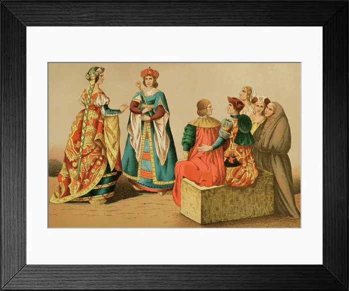 Framed Print : Spanish costumes of the 15th century, 1881. Creator: Unknown Framed Print : Spanish costumes of the 15th century, 1881. Creator: Unknown