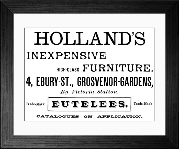 Framed Print : Advertisement for Holland's Inexpensive Furniture, 1890. Creator: Unknown Framed Print : Advertisement for Holland's Inexpensive Furniture, 1890. Creator: Unknown