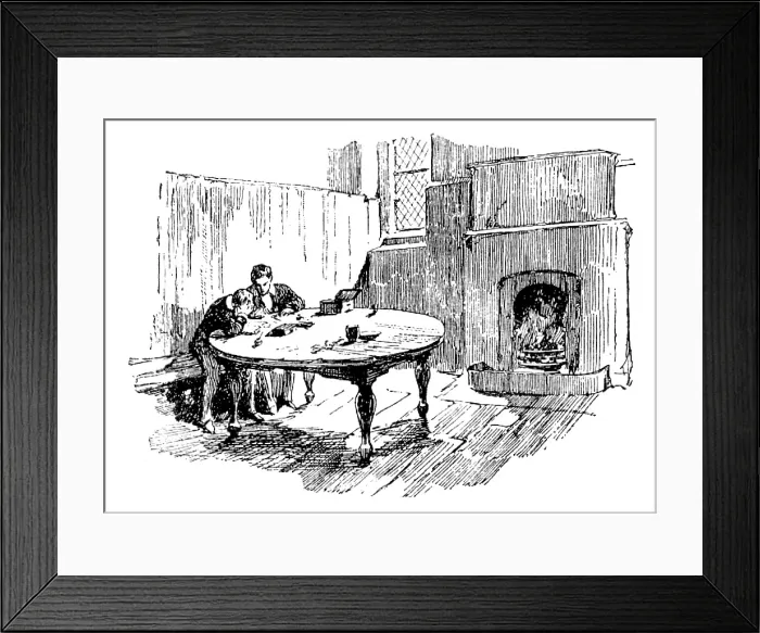 Framed Print : The Great Schools of England: No. 1 - Eton College, old table in Long Chamber, 1890. Creator: Unknown Framed Print : The Great Schools of England: No. 1 - Eton College, old table in Long Chamber, 1890. Creator: Unknown