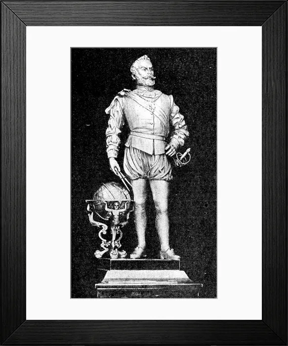 Framed Print : Silver model of the Plymouth statue of Sir Francis Drake, Mess of the Royal Naval College, 1890. Creator: Unknown Framed Print : Silver model of the Plymouth statue of Sir Francis Drake, Mess of the Royal Naval College, 1890. Creator: Unknown