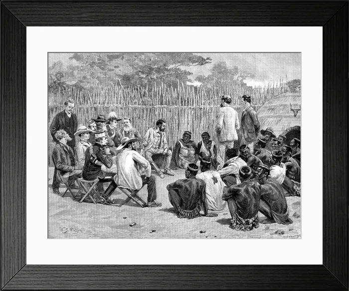 Framed Print : The Swazi Queen in Conference with the British and Transvaal Commissioners, 1890. Creator: P Naumann Framed Print : The Swazi Queen in Conference with the British and Transvaal Commissioners, 1890. Creator: P Naumann