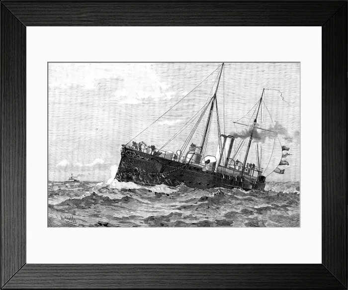 Framed Print : H.M.S. Barracouta, on board which the disastrous steam explosion happened off Margate, 1890. Creator: Unknown Framed Print : H.M.S. Barracouta, on board which the disastrous steam explosion happened off Margate, 1890. Creator: Unknown