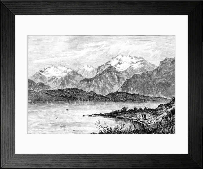 Framed Print : Te-Anau Lake, New Zealand, 1890. Creator: Unknown Framed Print : Te-Anau Lake, New Zealand, 1890. Creator: Unknown